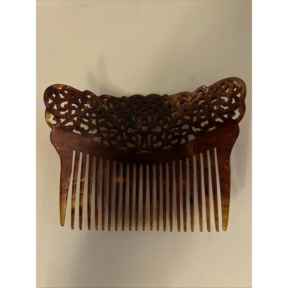Gorgeous Antique Vintage Ornate Large Faux Tortoise Hair Comb 5.5